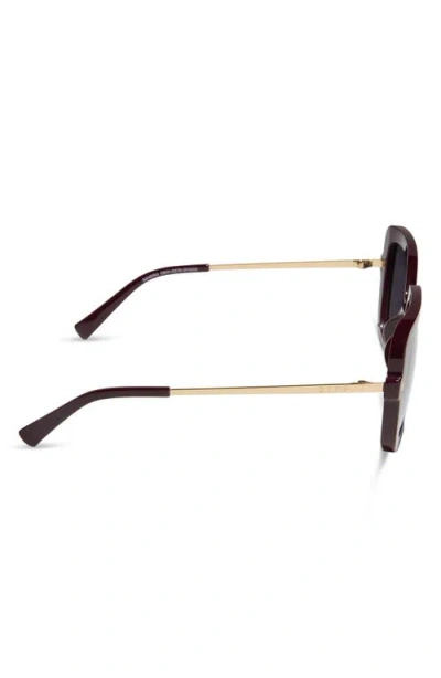 Diff Sandra 54mm Gradient Square Sunglasses In Dark Cherry / Grey Gradient