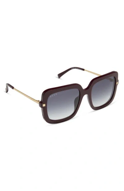 Diff Sandra 54mm Gradient Square Sunglasses In Dark Cherry / Grey Gradient
