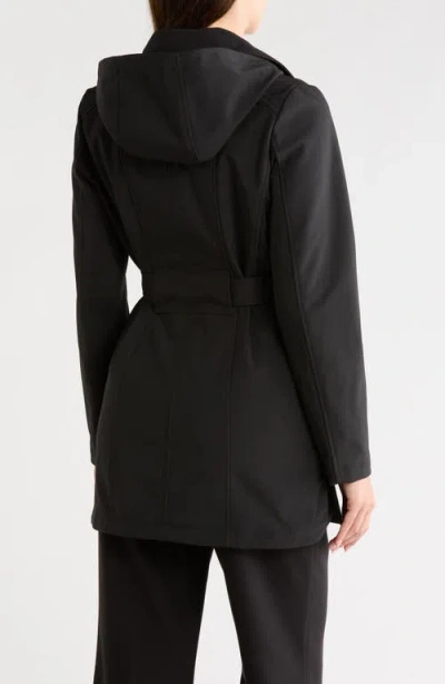 Bernardo Softshell Double-breasted Trench Coat In Black