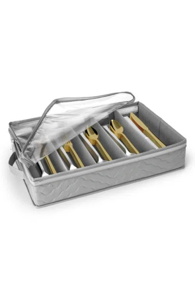 Sorbus Fabric Flatware Storage Chest In Silver