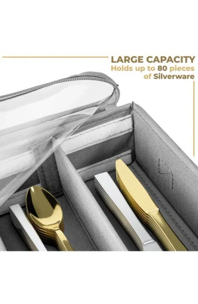 Sorbus Fabric Flatware Storage Chest In Silver