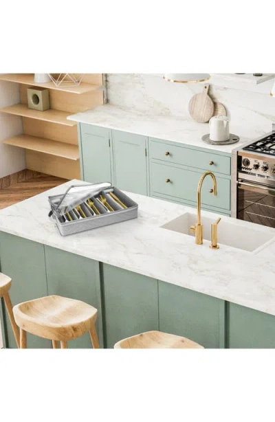 Sorbus Fabric Flatware Storage Chest In Silver