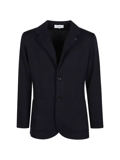 Lardini Tailored Cardigan In Pure Virgin Wool With Classic Lapel In Black