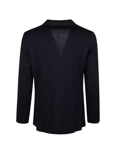 Lardini Tailored Cardigan In Pure Virgin Wool With Classic Lapel In Black