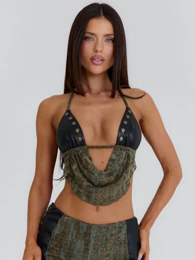 Outcast Braidy Crop Top Khaki