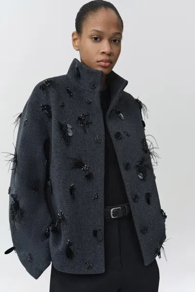 Simkhai Tech Fabric Button-front Jacket With Patch Pockets In Gray