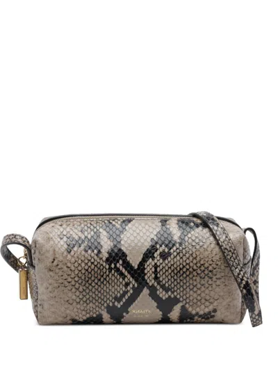 Khaite Mini Kye Python-print Mini Shoulder Bag In Blue