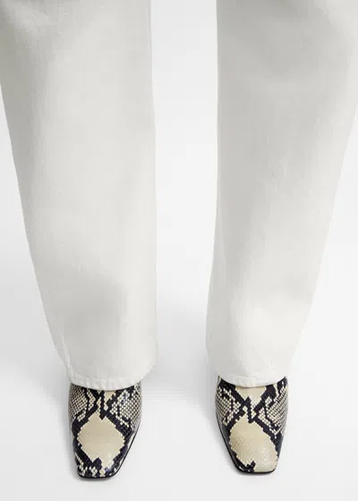 Totême Bar Python-embossed Mules Black/ecru In Black/ecru