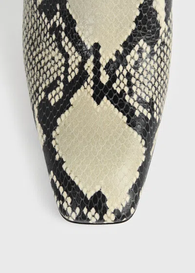 Totême Bar Python-embossed Mules Black/ecru In Black/ecru