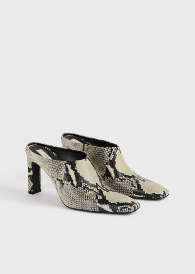 Totême Bar Python-embossed Mules Black/ecru In Black/ecru