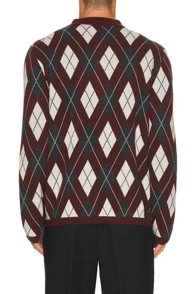 Simkhai Callum Argyle Cashmere Long Sleeve Polo In Fig Multi