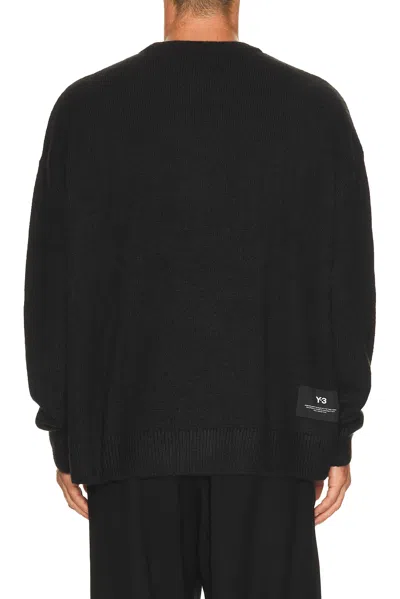 Y-3 Wool Blend Crew Neck Sweater Graphic In Black