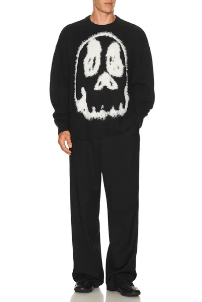 Y-3 Wool Blend Crew Neck Sweater Graphic In Black
