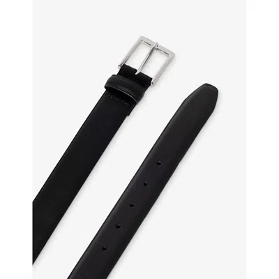 Hackett Mens  Feather-edge Leather Belt In Black