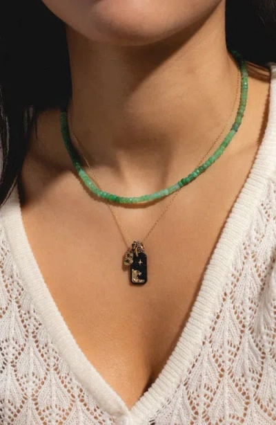 Local Eclectic Solid 9k Gold & Semiprecious Stone Initial Charm