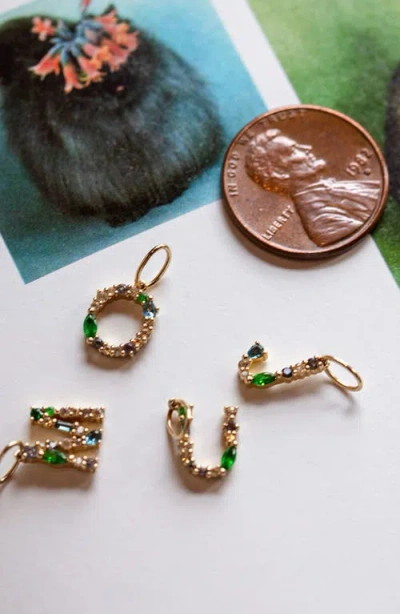 Local Eclectic Solid 9k Gold & Semiprecious Stone Initial Charm