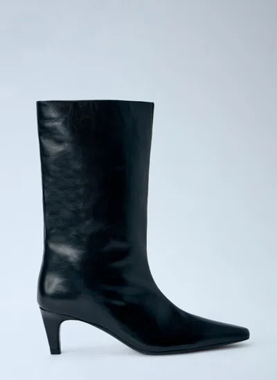 Jude Pointed-toe Leather Boots In Black