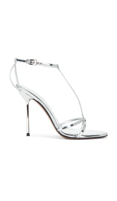 Paris Texas Lidia T Leather T-strap High Heel Sandals In Silver
