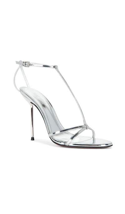 Paris Texas Lidia T Leather T-strap High Heel Sandals In Silver