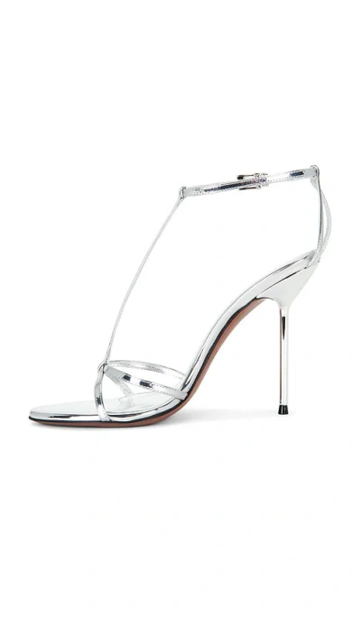 Paris Texas Lidia T Leather T-strap High Heel Sandals In Silver