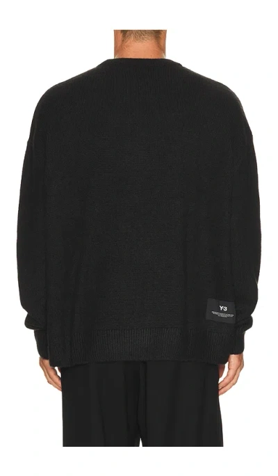 Y-3 Wool Blend Crew Neck Sweater Graphic In 블랙