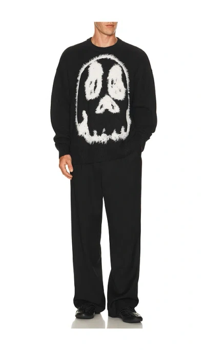 Y-3 Wool Blend Crew Neck Sweater Graphic In 블랙