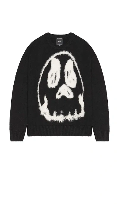 Y-3 Wool Blend Crew Neck Sweater Graphic In 블랙