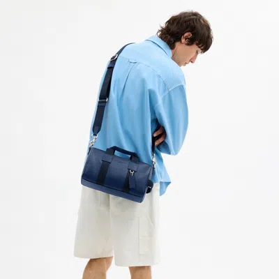 Coach Outlet Explorer Duffle Bag 28 In Silver/deep Blue