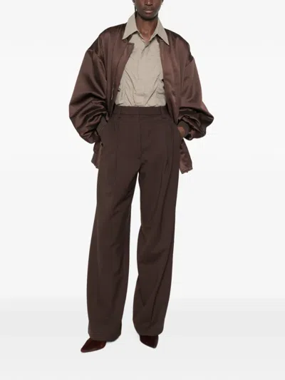 Federica Tosi Satin-finish Oversized Bomber Jacket In Brown