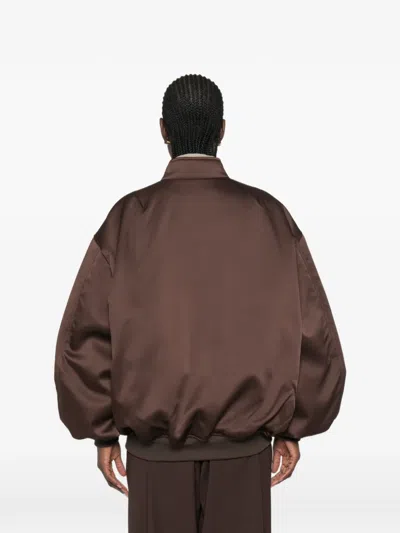 Federica Tosi Satin-finish Oversized Bomber Jacket In Brown