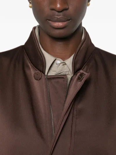 Federica Tosi Satin-finish Oversized Bomber Jacket In Brown