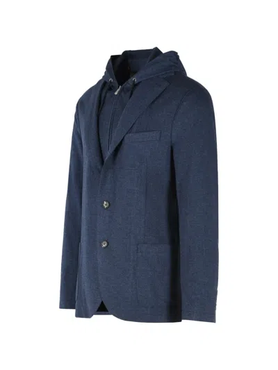 Eleventy Blue Polyester-blend Single-breasted Blazer In Blue