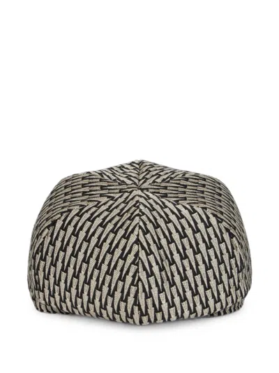 Alberta Ferretti Patterned Leather-trimmed Hat In Multi