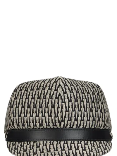 Alberta Ferretti Patterned Leather-trimmed Hat In Multi