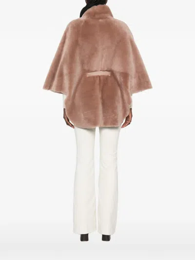 Suprema Belted Shearling Jacket In Multi
