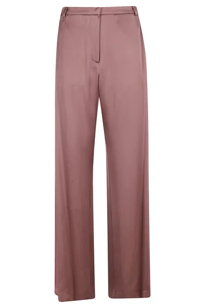 Alysi Antique Pink Flared Belt Loops Acetate-blend Flared Pants In Pink