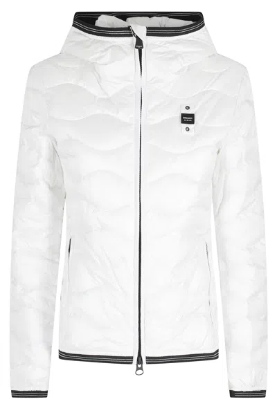 Blauer White Camelia Hooded Wave Stitching Polyamide Down Jacket In White