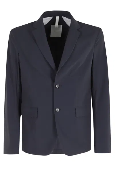 Duno Blue Packable Single-breasted Flap Pocket Polyamide Jacket In Blue