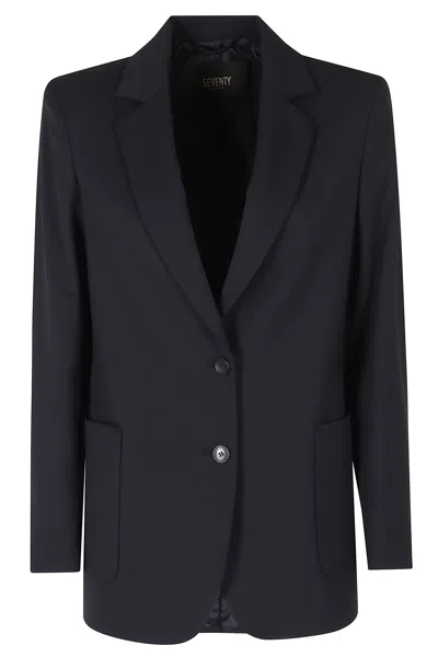 Seventy Blue Single-breasted Back Vent Polyester-blend Jacket In Blue