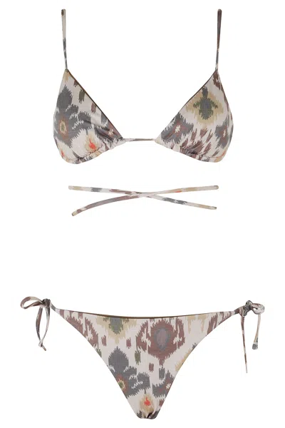 Bazar Deluxe Ceylon Triangle Drawstring Polyamide-blend Bikini In Brown