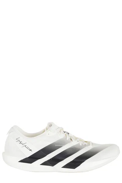 Y-3 White Black Adios 9 Mesh Elasticized Rubber-sole Sneakers In Black