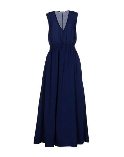 Shop Carven Long Dress In Dark Blue