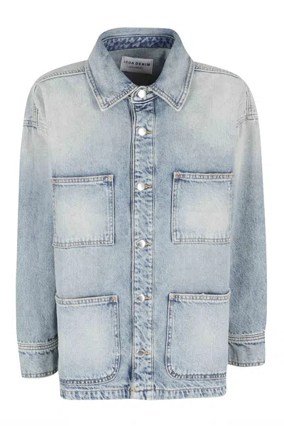 Icon Denim Denim Blue Nika Dropped-shoulder Cotton Denim Jacket In Blue