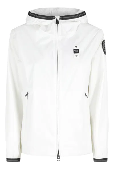 Blauer White Anawan Hooded Glitter Patch Polyamide Jacket In White