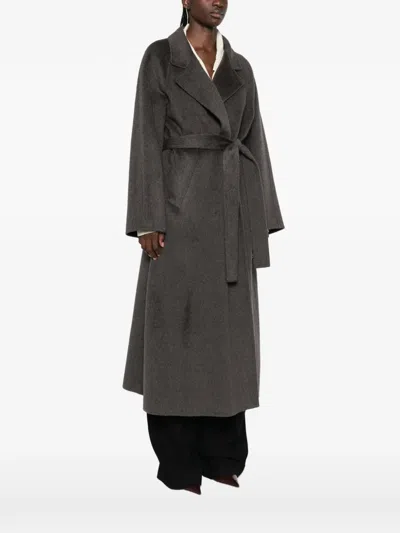 Arma Nouk Belted Wool Coat In Gray