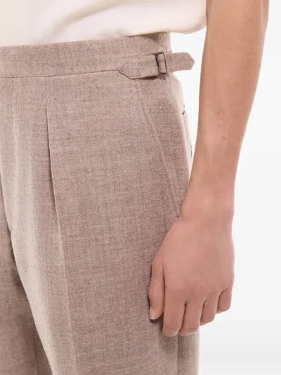 Fursac Herringbone-pattern Wool Trousers In Neutral