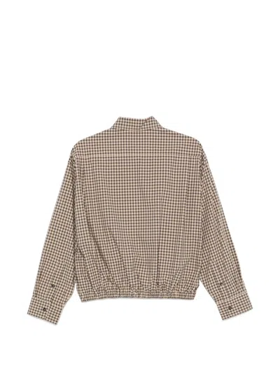 Cordera 체크 프린트 밴딩 헴 셔츠 In Brown