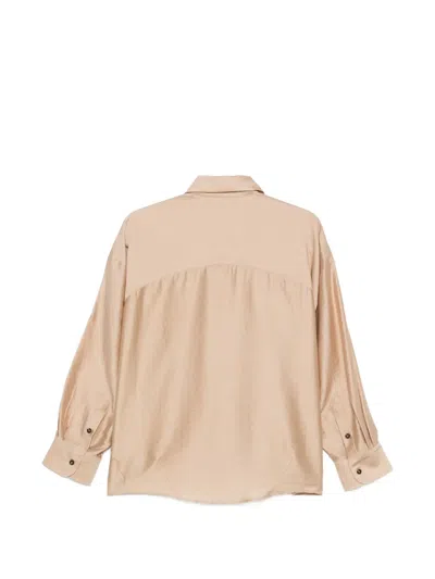 Cordera 버튼 프런트 긴소매 셔츠 In Brown