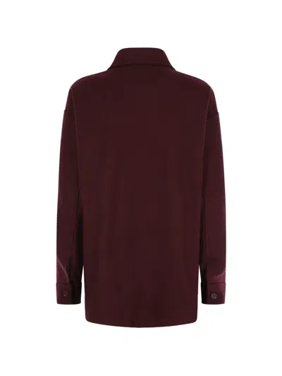 Aspesi Buttoned-cuff Rounded-hem Jacket In Burgundy