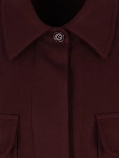 Aspesi Buttoned-cuff Rounded-hem Jacket In Burgundy